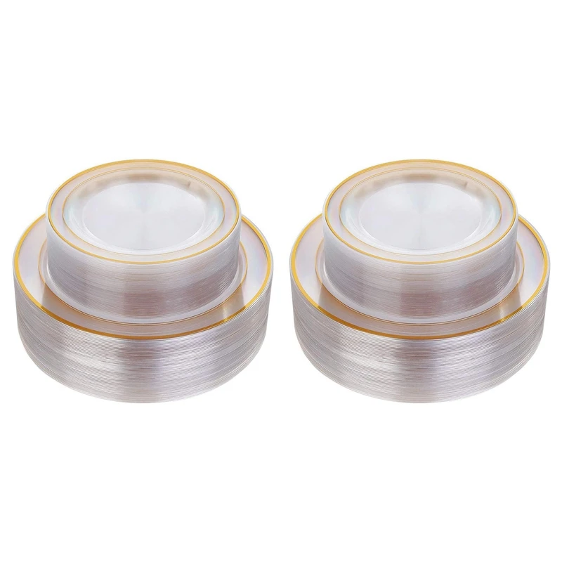 Gold Plastic Plates 120 Pieces, Disposable, 60 Dinner Plates 10.25 Inch And 60 Salad/Dessert Plates 7.5 Inch (Gold)
Gold Plastic Plates 120 Pieces, Disposable, 60 Dinner Plates 10.25 Inch And 60 Salad/Dessert Plates 7.5 Inch (Gold)