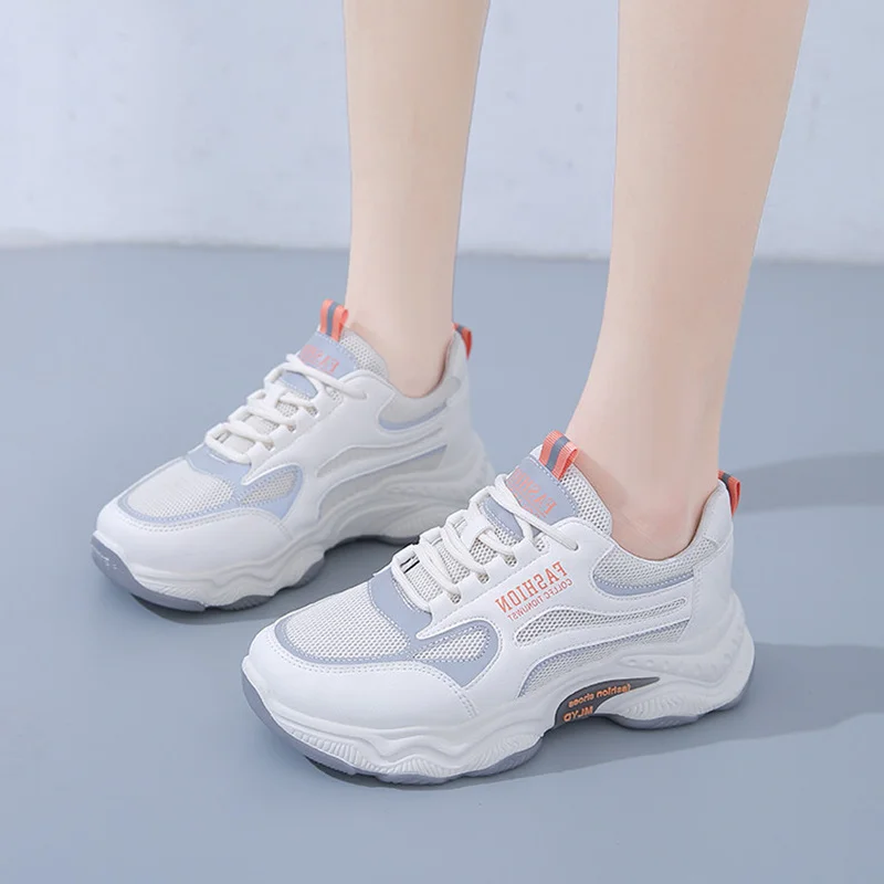 Кроссовки женские сетчатые составного кроя, на толстой подошве, на шнуровке, Нескользящие дышащие, летняя обувь, 2022 
Кроссовки женские сетчатые составного кроя, на толстой подошве, на шнуровке, Нескользящие дышащие, летняя обувь, 2022