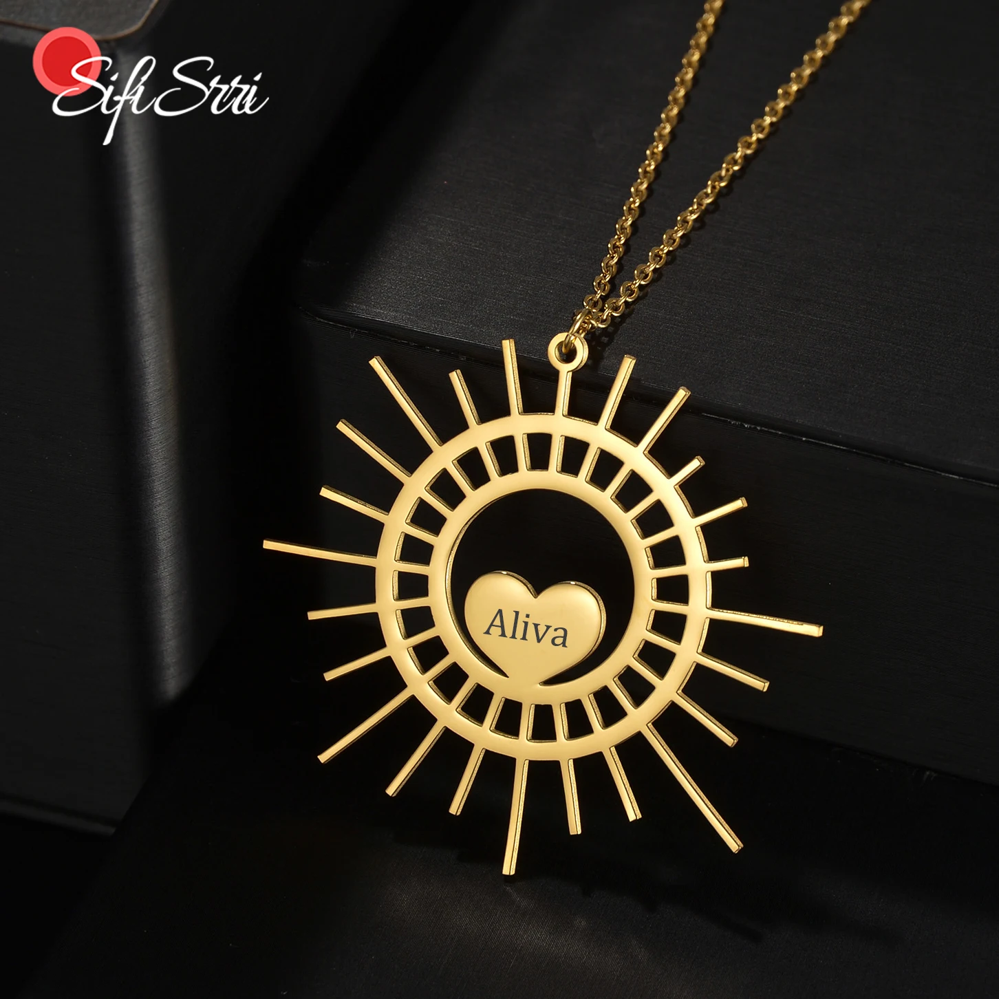 Sifisrri Personalized Custom Sun Heart Engrave Name Necklace for Women Stainless Steel Choker Solid Chains Unisex Jewelry Gift
Sifisrri Personalized Custom Sun Heart Engrave Name Necklace for Women Stainless Steel Choker Solid Chains Unisex Jewelry Gift