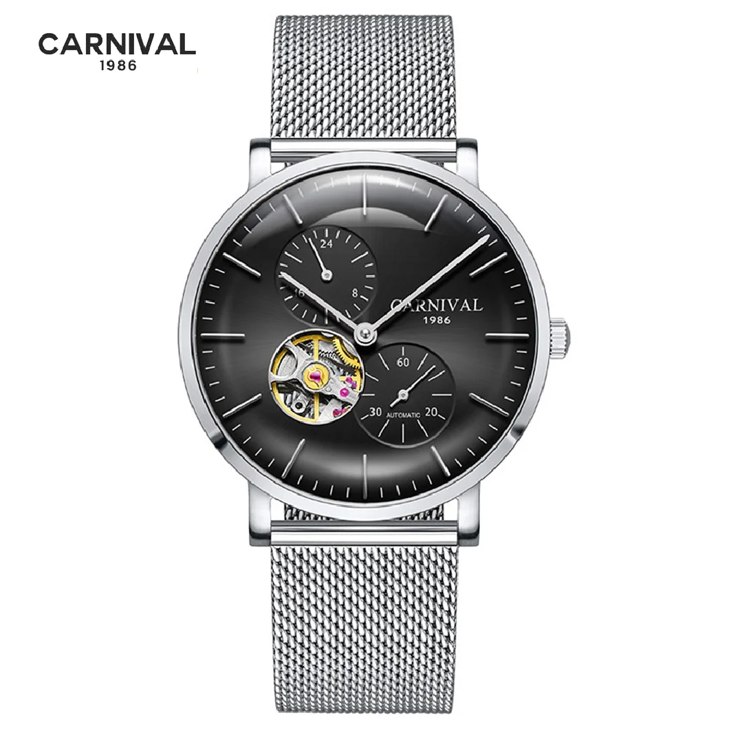 CARNIVAL Fashion Watch Men Waterproof Slim Mesh Wrist Watches For Men Automatic mechanical Sports Watch Clock Relogio Masculino
CARNIVAL Fashion Watch Men Waterproof Slim Mesh Wrist Watches For Men Automatic mechanical Sports Watch Clock Relogio Masculino
