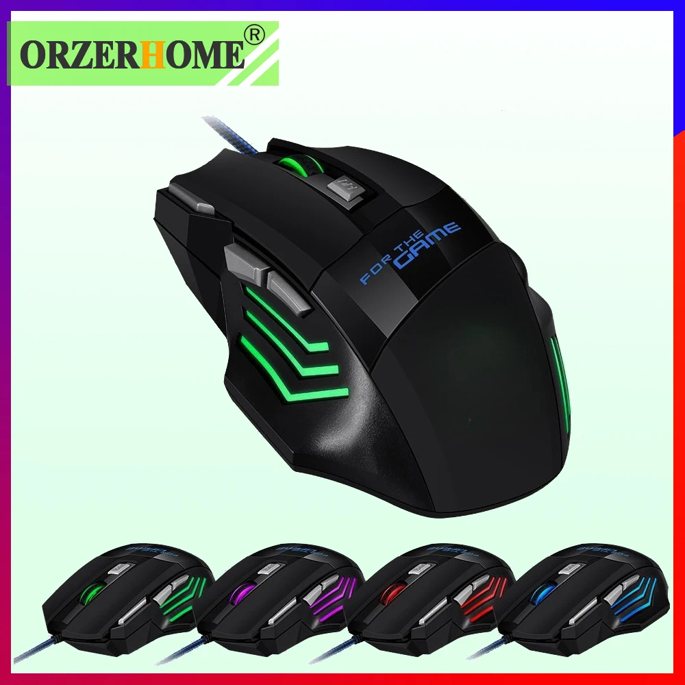 

ORZERHOME Wired Gaming Mouse Ergonomic 2400 DPI LED Backlight Adjustable Computer Gamer Mice with Cable for Laptop Mouse Gamers