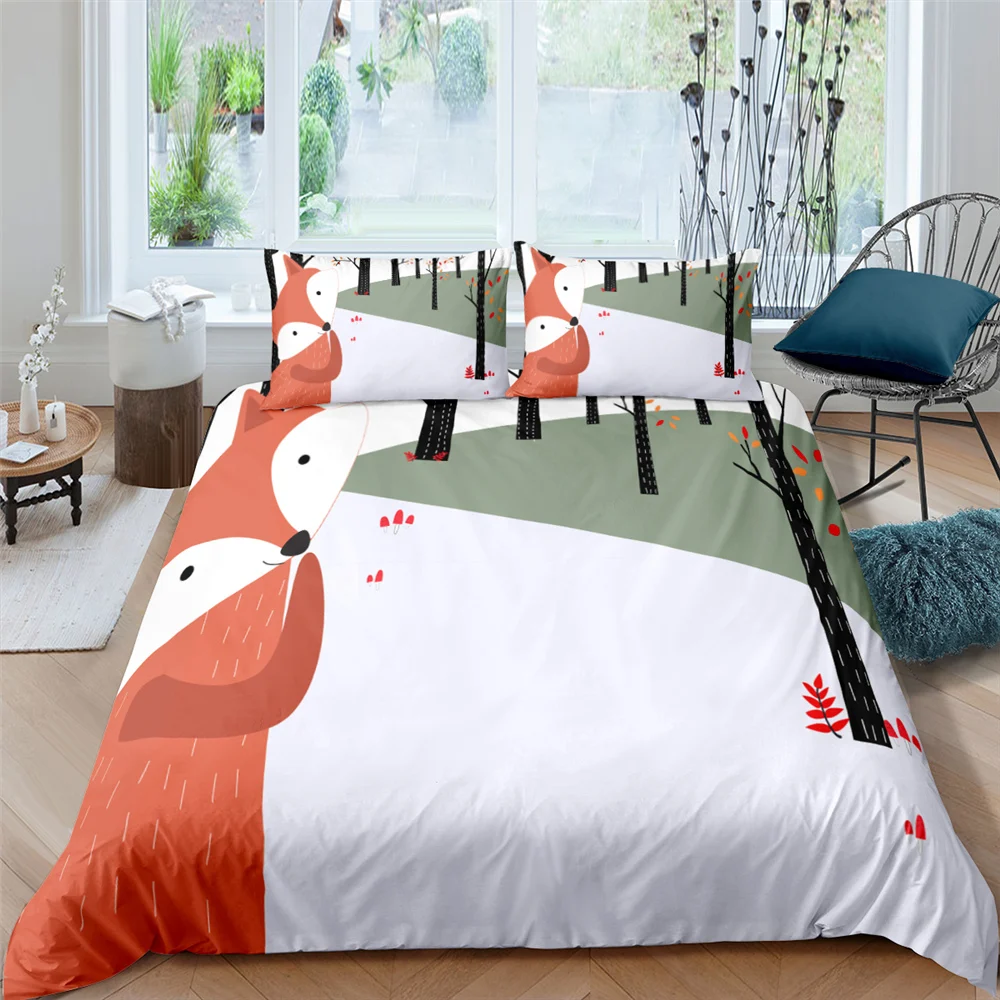 Sets Print 2/3pcs Girls Cartoon Cute Single Double Home Textile Duvet Cover and Pillowcase Bedroom Decor Animal Fox Kids Bedding
Sets Print 2/3pcs Girls Cartoon Cute Single Double Home Textile Duvet Cover and Pillowcase Bedroom Decor Animal Fox Kids Bedding