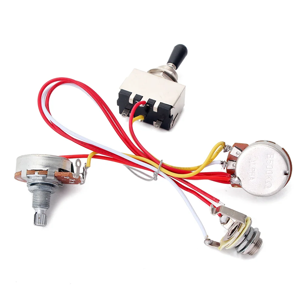 1 Set Guitar Wiring Harness GU202 Volume Tone Wiring Harness 500K Pots Toggle Switch for Guitar
1 Set Guitar Wiring Harness GU202 Volume Tone Wiring Harness 500K Pots Toggle Switch for Guitar