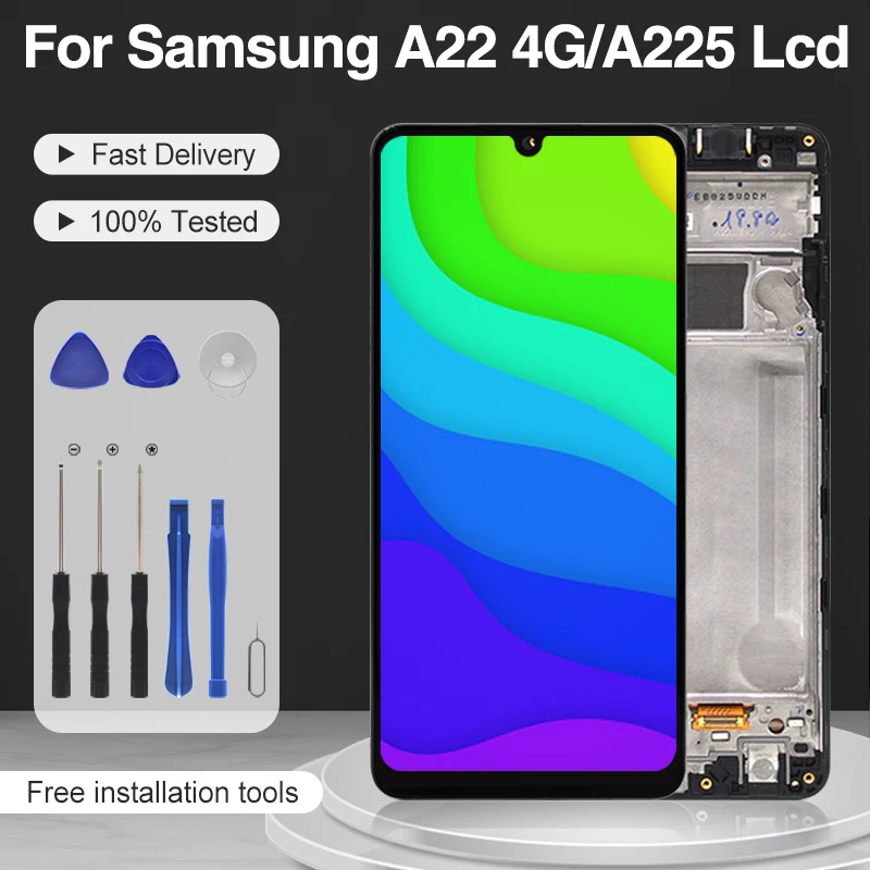 

Оригинальный сенсорный ЖК-экран 6,4 дюйма для Samsung Galaxy A22 4G, дигитайзер A225 A225F SM-A225F SM-A225F/DS дисплей в сборе с рамкой
