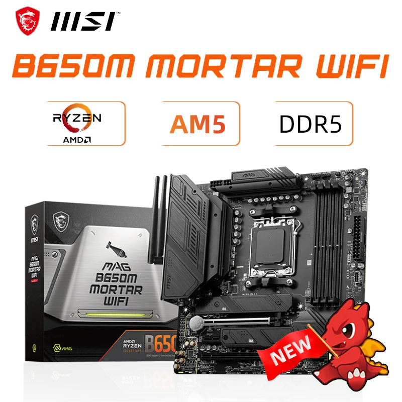 MSI AM5 Motherboard B650M MORTAR WIFI Micro-ATX AMD B650 DDR5 Placa Mae 128GB For Gaming PC Desktop 
MSI AM5 Motherboard B650M MORTAR WIFI Micro-ATX AMD B650 DDR5 Placa Mae 128GB For Gaming PC Desktop