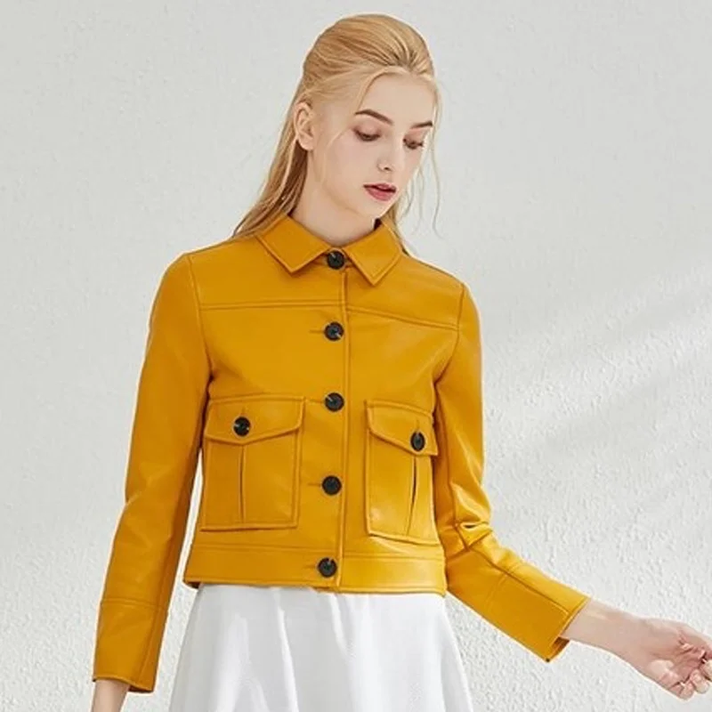 New Spring Women Faux Soft Leather Jacket Short Coat Pu Motorcycle Single Breasted Punk Leather Jacket White Yellow Outerwear
New Spring Women Faux Soft Leather Jacket Short Coat Pu Motorcycle Single Breasted Punk Leather Jacket White Yellow Outerwear