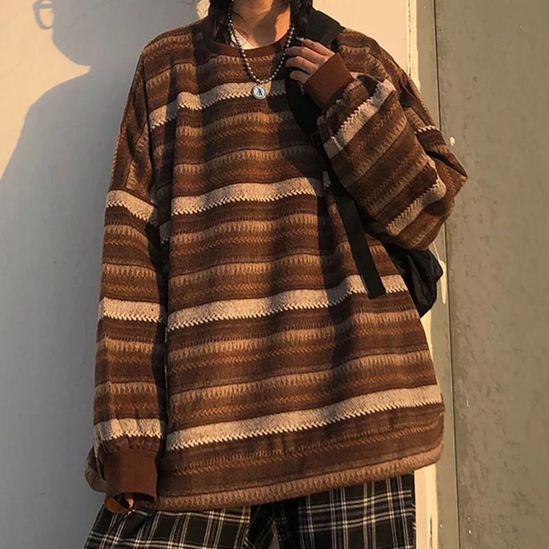 ZOKI High Street Women Sweater Striped Contrasting Color Sweaters Vintage O-Neck Long Sleeve Knitwear Pullovers Female Jumper
ZOKI High Street Women Sweater Striped Contrasting Color Sweaters Vintage O-Neck Long Sleeve Knitwear Pullovers Female Jumper