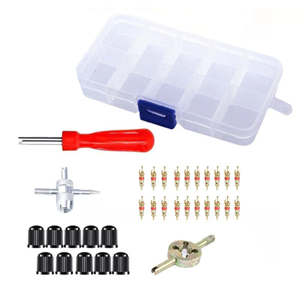 

Removes And Install Valves Cores Valve Stem Install Tools 1 Four Way Valve Tool 10 Steam Cover 33pcs Accessories