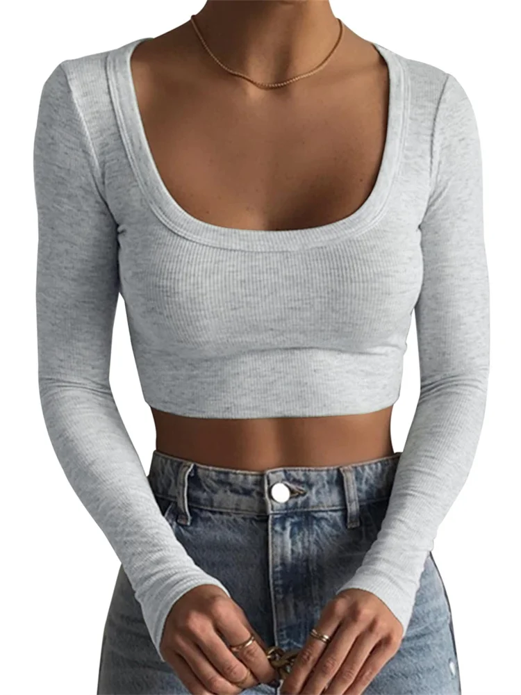 hirigin Women Casual Long Sleeve T-Shirts Solid Ribbed Female Basic Tees Square Neck Slim Fit Pullovers Crop Tops Streetwear
hirigin Women Casual Long Sleeve T-Shirts Solid Ribbed Female Basic Tees Square Neck Slim Fit Pullovers Crop Tops Streetwear