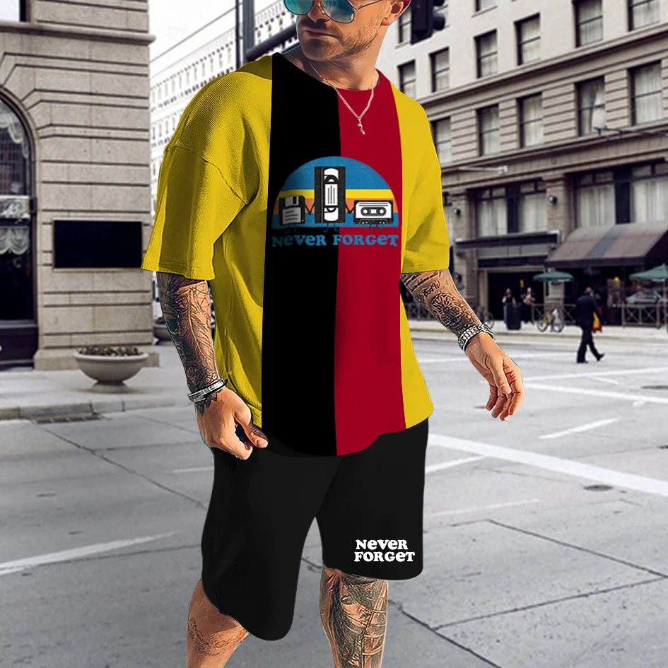 Summer T-Shirt Suit Men's Shorts Short Sleeves Striped 3D Printed Music Pattern O-Neck Casual Top 2-Piece Set Quick Dry 6XL
Summer T-Shirt Suit Men's Shorts Short Sleeves Striped 3D Printed Music Pattern O-Neck Casual Top 2-Piece Set Quick Dry 6XL