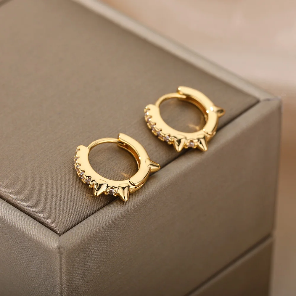 Zircon Hoop Earrings For Women Gold Color Stainless Steel Female Round Earring Fashion Wedding Ear Jewelry Brincos Birthday Gift
Zircon Hoop Earrings For Women Gold Color Stainless Steel Female Round Earring Fashion Wedding Ear Jewelry Brincos Birthday Gift