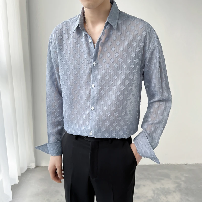 2022 Men's Clothing All-match Personality Fashion Sexy Perspective Long-sleeved Loose Casual Trend Shirt
2022 Men's Clothing All-match Personality Fashion Sexy Perspective Long-sleeved Loose Casual Trend Shirt