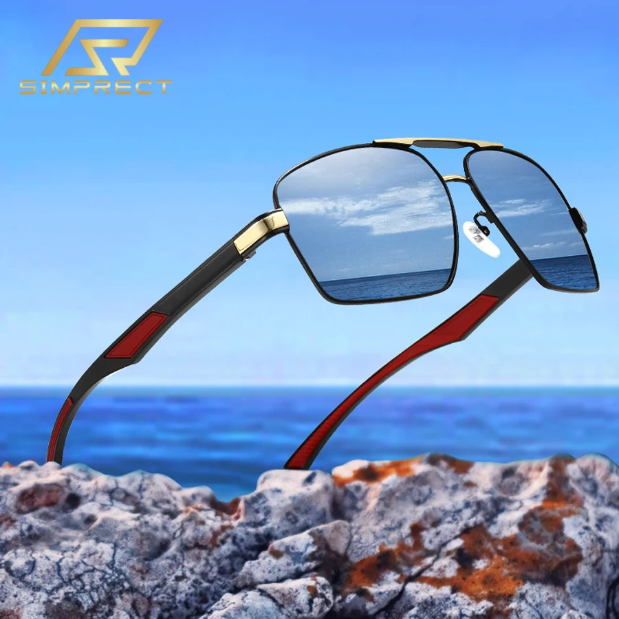

SIMPRECT фотохромные квадратные поляризованные солнцезащитные очки для мужчин 2023 UV400 Высокое качество люксовый бренд TR металлические солнцезащитные очки ночного видения