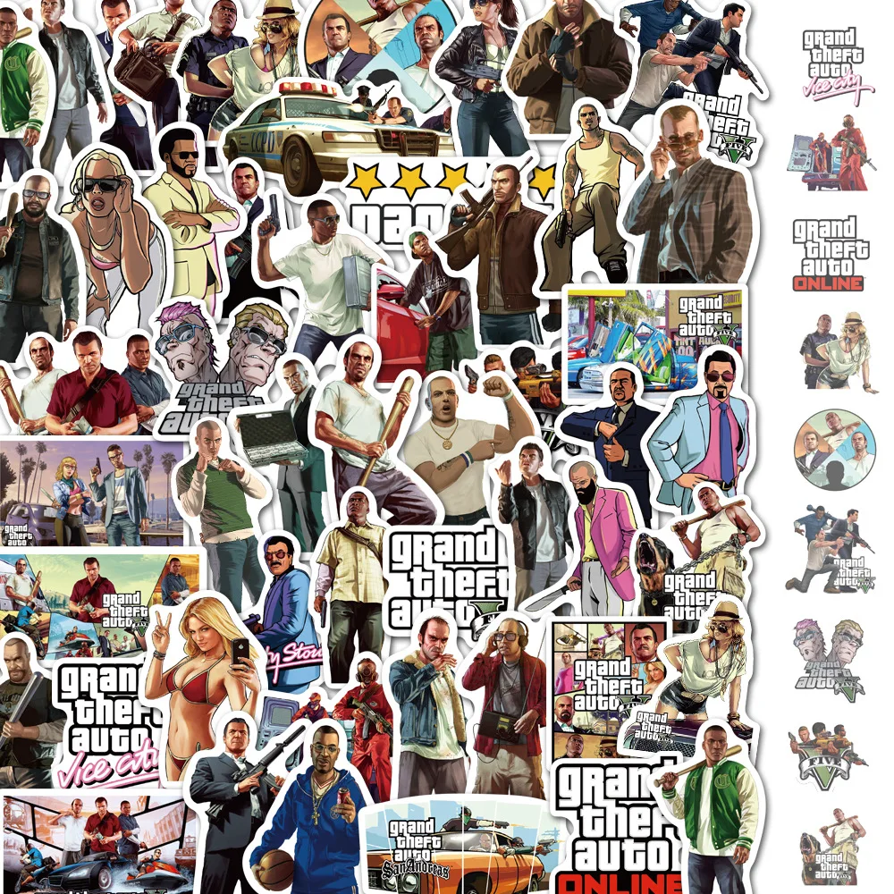 10/30/50PCS Grand Theft Auto Adventure GTA5 Game Stationery Sticker Waterproof Luggage Guitar Skateboard Graffiti Kid PVC Decal
10/30/50PCS Grand Theft Auto Adventure GTA5 Game Stationery Sticker Waterproof Luggage Guitar Skateboard Graffiti Kid PVC Decal