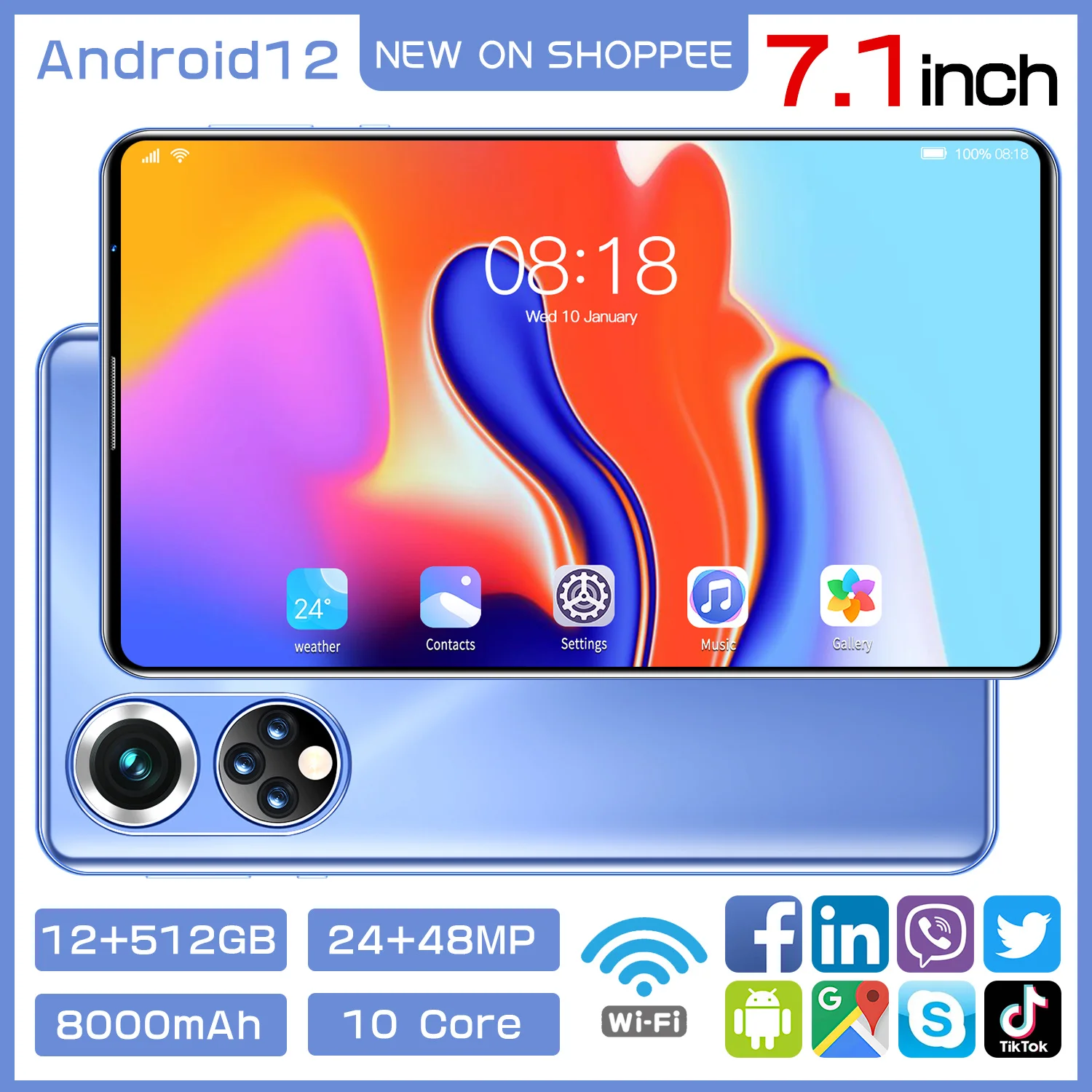 New Google Play X50 Android 12 7.1 Inch Tablet Octa Core 12GB RAM 512GB ROM Glass WIFI Tablets Dual SIM Card 3G 4GLTE
New Google Play X50 Android 12 7.1 Inch Tablet Octa Core 12GB RAM 512GB ROM Glass WIFI Tablets Dual SIM Card 3G 4GLTE
