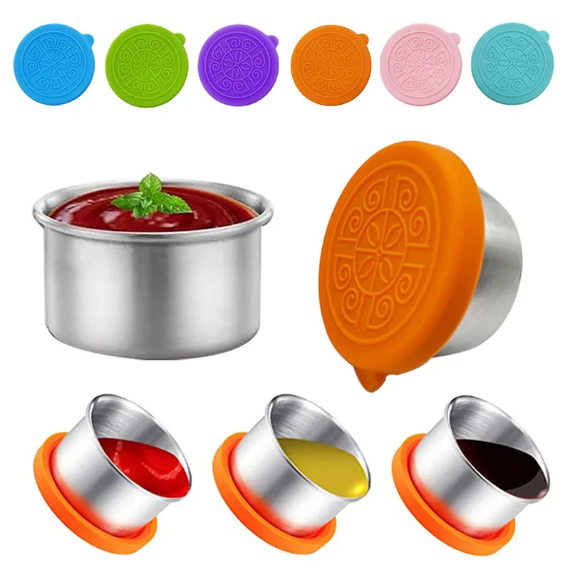 Reusable Condiment Containers Stainless Steel Sauce Cup With Silicone Lids 1.7oz Salad Dressing Container Picnic Food Storage
Reusable Condiment Containers Stainless Steel Sauce Cup With Silicone Lids 1.7oz Salad Dressing Container Picnic Food Storage
