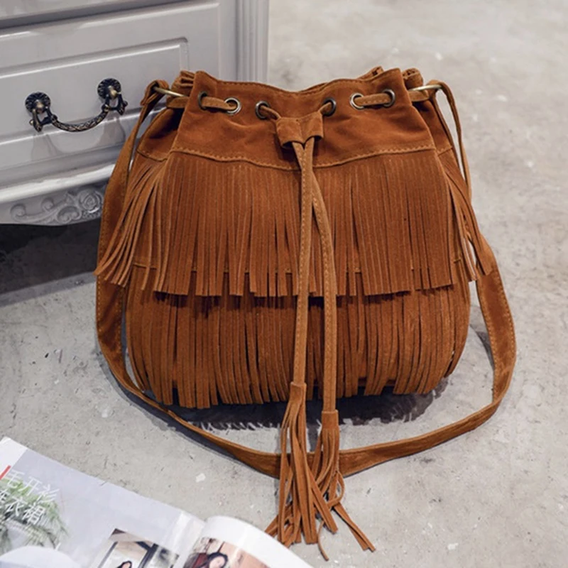 

2023 Retro Faux Suede Fringe Women Messenger Bags Tote New Handbag Tassel Shoulder Handbags Crossbody Bag Bolsa Feminina