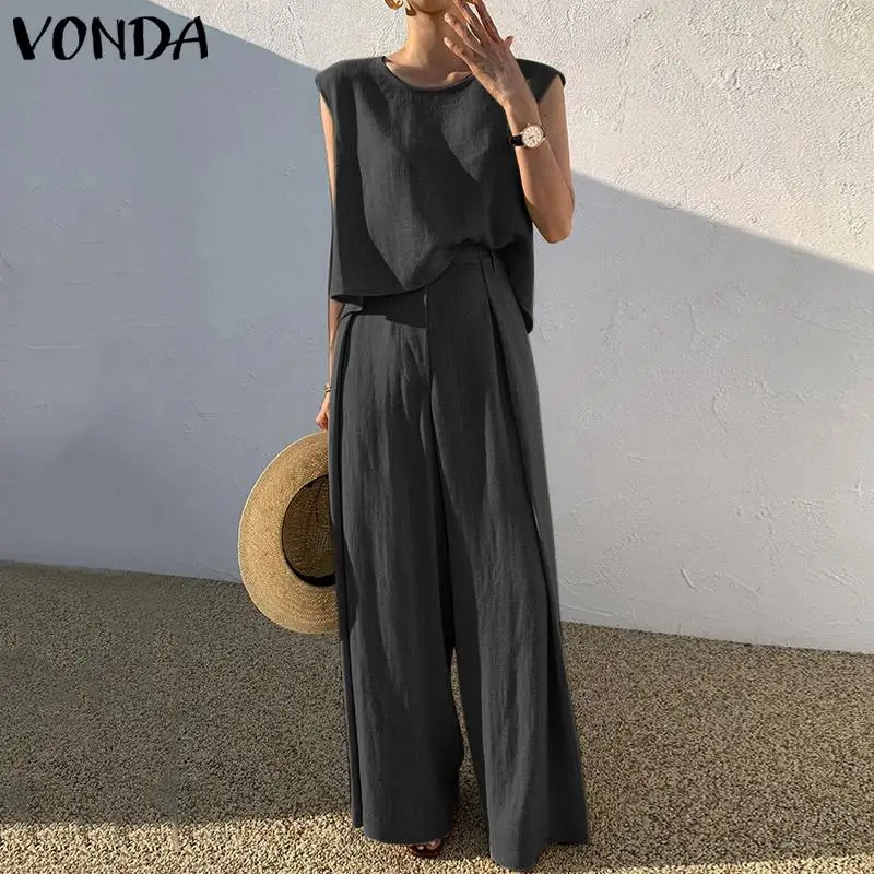 Комплект женский летний из 2-х предметов, однотонная майка VONDA и длинные брюки с широкими штанинами, 2022
Комплект женский летний из 2-х предметов, однотонная майка VONDA и длинные брюки с широкими штанинами, 2022