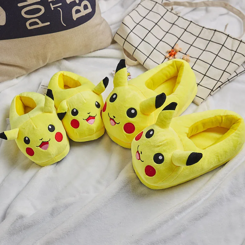 2022 Takara Tomy Kawaii Pokemon Cartoon Pikachu плюшевые тапочки домашние домашняя теплая зимняя