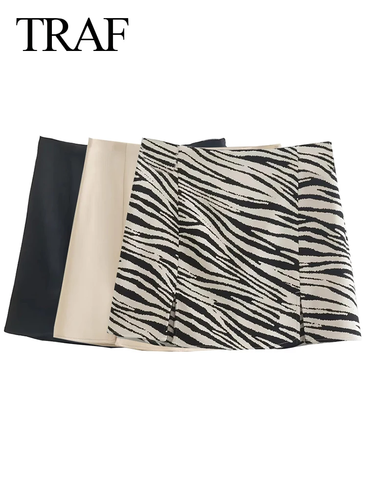 TRAF Vintage Zebra Print Soft Skirt Women Sexy Side Split High Waist Short Mini Skirts Female Street Chic Back Zipper Bottoms
TRAF Vintage Zebra Print Soft Skirt Women Sexy Side Split High Waist Short Mini Skirts Female Street Chic Back Zipper Bottoms