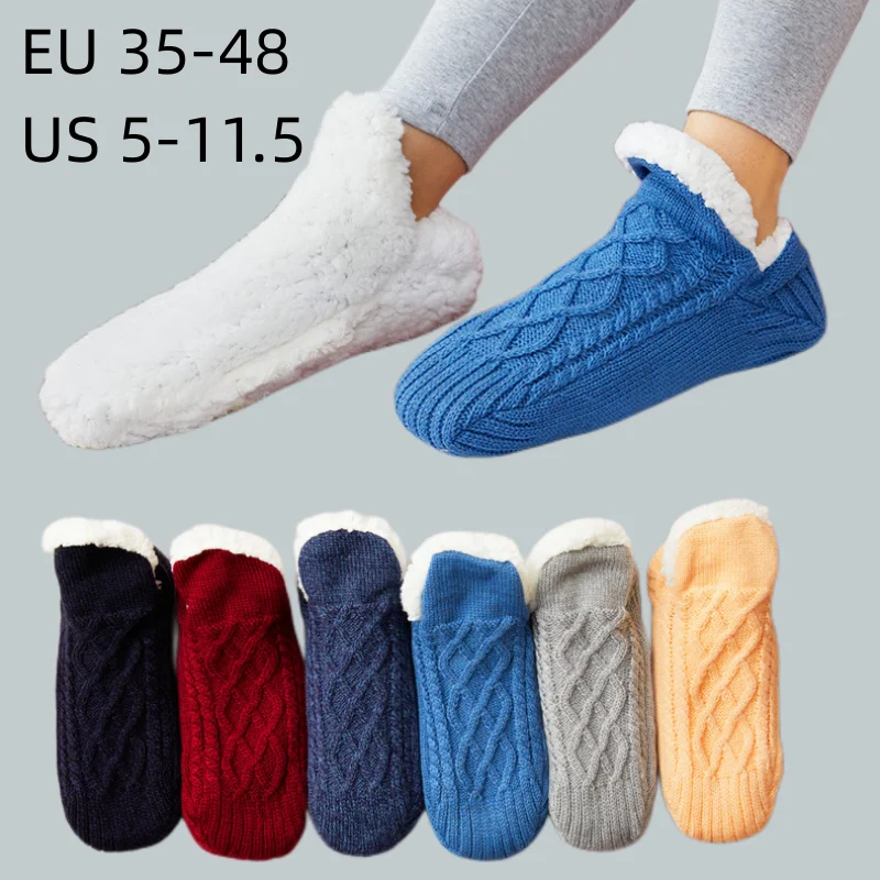 Women Knitted Slipper Socks Cozy Fuzzy Socks Non Slip Socks Winter Indoor Double Layer Bedroom Slipper Socks 5-11.5
Women Knitted Slipper Socks Cozy Fuzzy Socks Non Slip Socks Winter Indoor Double Layer Bedroom Slipper Socks 5-11.5