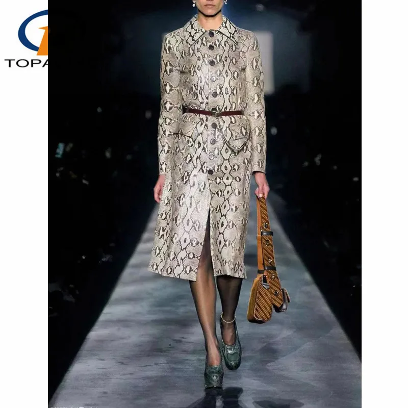 10.29 High Quality Runway Temperament Snakeskin Print Pu-Leather Single Breasted Belt Slim Midi Trench Coat Women
10.29 High Quality Runway Temperament Snakeskin Print Pu-Leather Single Breasted Belt Slim Midi Trench Coat Women