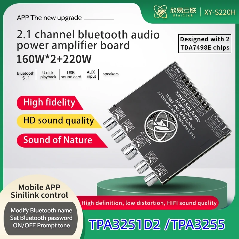 TPA3251D2 Bluetooth 5.1 2.1 Channel Power Audio Stereo Subwoofer Amplifier Board 220WX2+350W TREBLE Bass Note Tuning AMP S350H
TPA3251D2 Bluetooth 5.1 2.1 Channel Power Audio Stereo Subwoofer Amplifier Board 220WX2+350W TREBLE Bass Note Tuning AMP S350H