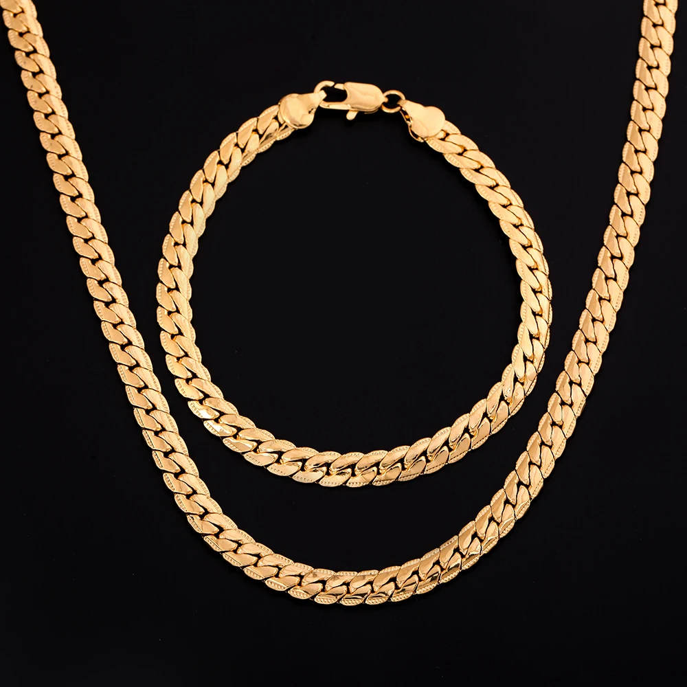 925 sterling silver 18K gold 6MM chain bracelets neckalce for women men fashion Party wedding jewelry sets gifts
925 sterling silver 18K gold 6MM chain bracelets neckalce for women men fashion Party wedding jewelry sets gifts