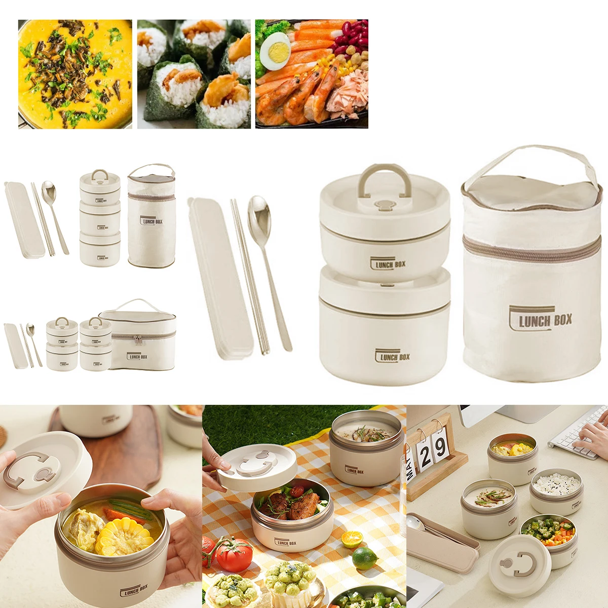2/3/4Pcs Thermal Lunch Box Portable Leakproof Lunch Container Set Large Capacity Snack Box with Bag Spoon Chopsticks 304
2/3/4Pcs Thermal Lunch Box Portable Leakproof Lunch Container Set Large Capacity Snack Box with Bag Spoon Chopsticks 304