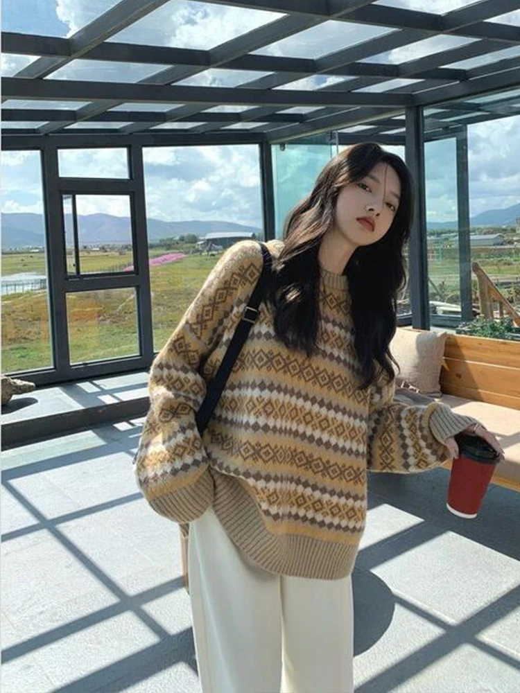 Retro Casual Ins Striped Loose Sweater Female Korean Harajuku Women's Sweaters Japanese Kawaii Ulzzang Clothing For Women
Retro Casual Ins Striped Loose Sweater Female Korean Harajuku Women's Sweaters Japanese Kawaii Ulzzang Clothing For Women