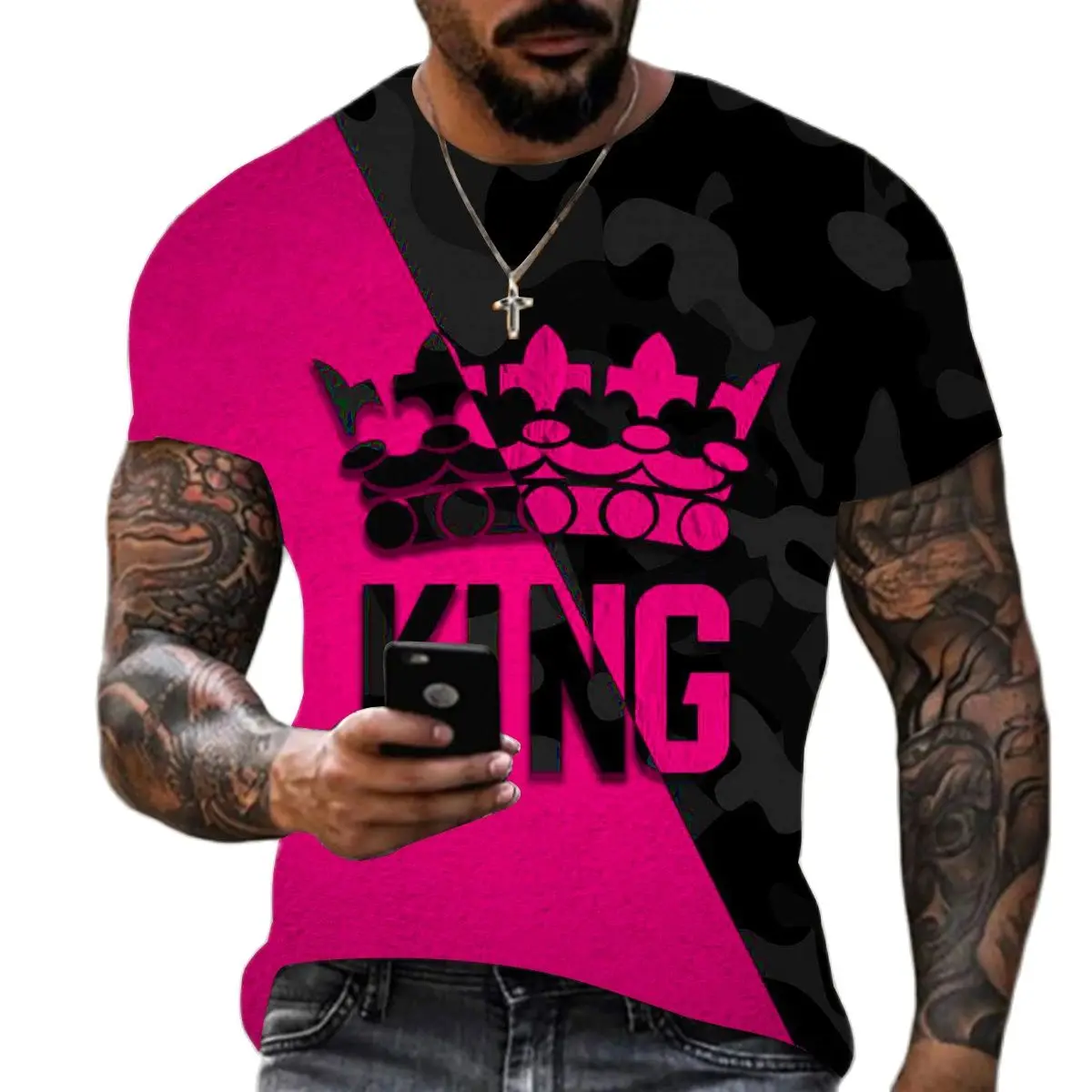 Men's KING Crown 3D Printed T Shirt Summer Fashion Casual Short Sleeve O-Neck Oversized Loose European American Style Streetwear
Men's KING Crown 3D Printed T Shirt Summer Fashion Casual Short Sleeve O-Neck Oversized Loose European American Style Streetwear