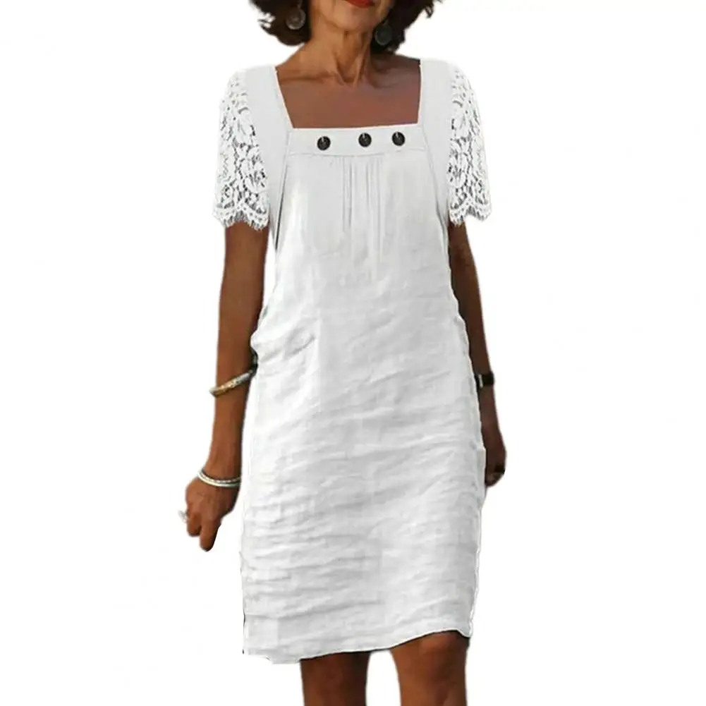 Chic Lady Midi Dress Vintage Women Summer Dress Square Collar Pure Color Women Dress Daily Wear
Chic Lady Midi Dress Vintage Women Summer Dress Square Collar Pure Color Women Dress Daily Wear