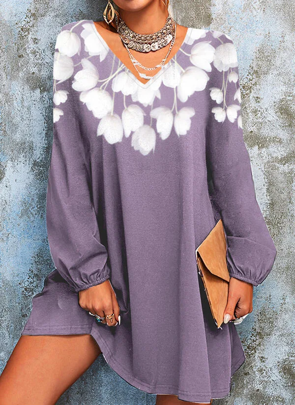 Spring/Summer Long Sleeve Mini Dress Casual Print V-Neck Dress Elegant Loose Beach Pullover Large Hem Street Vintage Vestidos
Spring/Summer Long Sleeve Mini Dress Casual Print V-Neck Dress Elegant Loose Beach Pullover Large Hem Street Vintage Vestidos