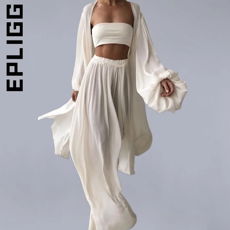 Epligg Women Summer Pajamas Lantern Sleeve Cardigan 3 Piece Sets For Women Homewear Loose Simple Nightgown Clothes Female
Epligg Women Summer Pajamas Lantern Sleeve Cardigan 3 Piece Sets For Women Homewear Loose Simple Nightgown Clothes Female