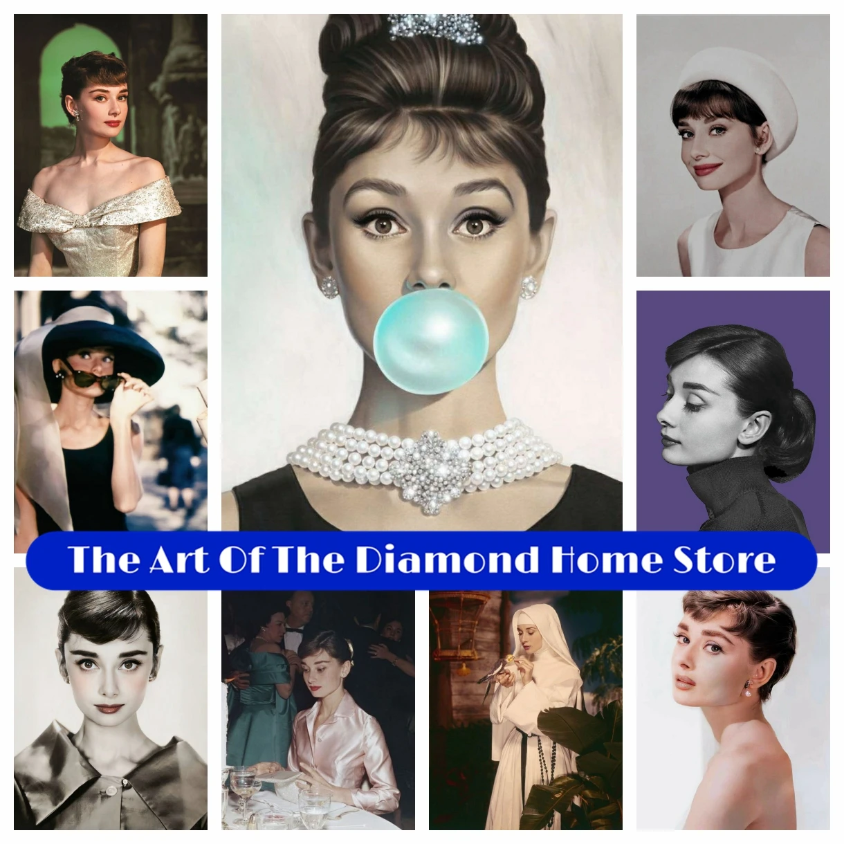 

Audrey Hepburn Art AB Diamond Rhinestones Painting Famous Movie Star Cross Stitch Kits Embroidery Picture Mosaic Bedroom Decor