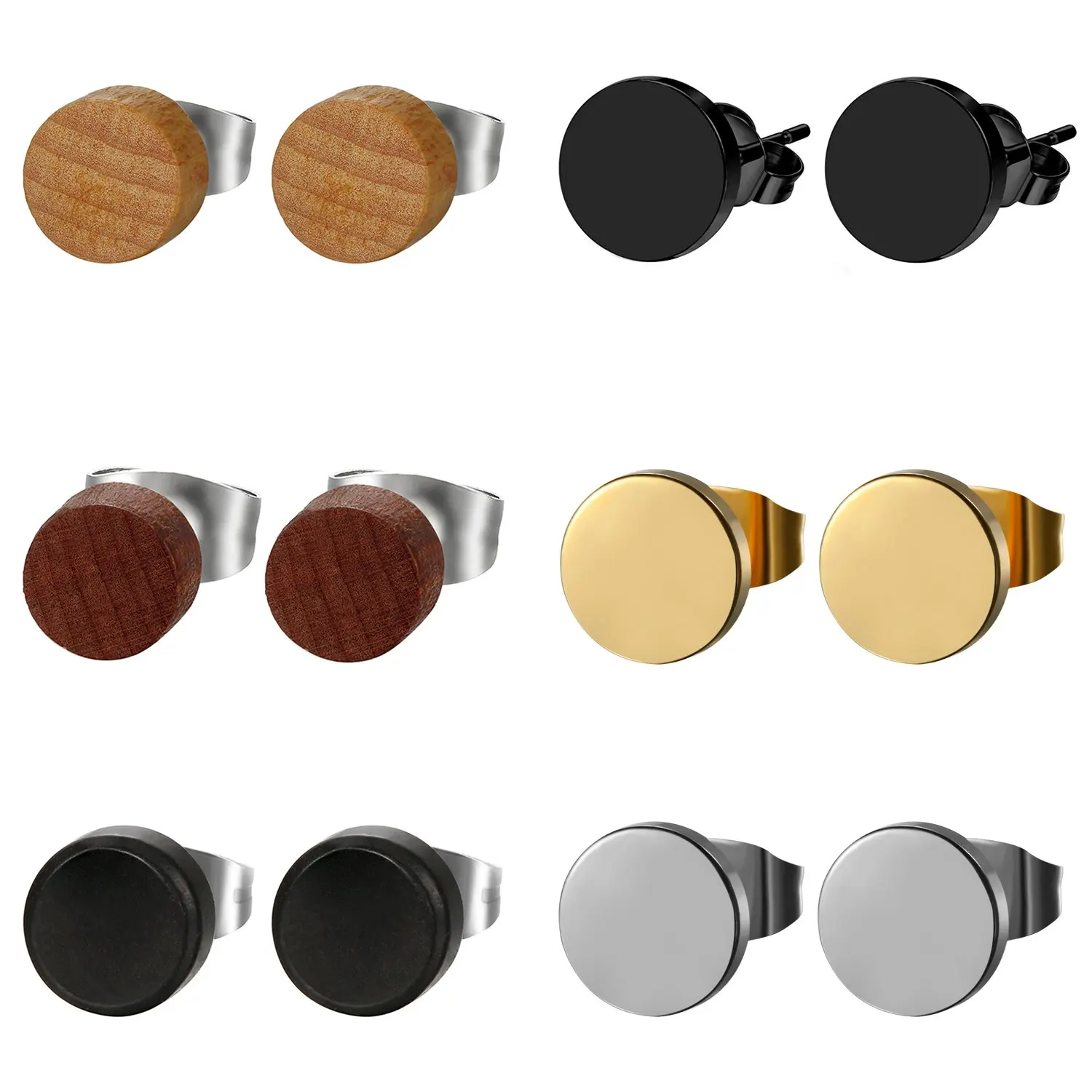 6pairs 6-8-10MM Stainless Steel Wood Stud Earrings Pierced Post Earrring for Men Women Earrrings Jewelry Set
6pairs 6-8-10MM Stainless Steel Wood Stud Earrings Pierced Post Earrring for Men Women Earrrings Jewelry Set
