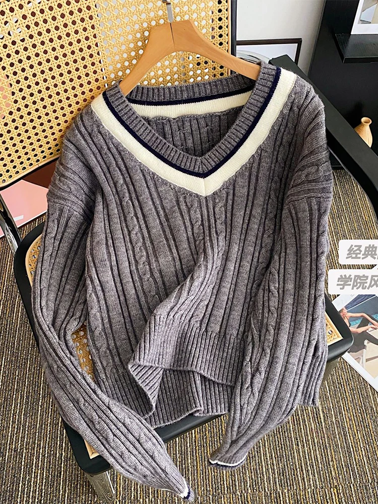 Женский Теплый пуловер с V-образным вырезом, осенне-зимний вязаный пуловер с длинным рукавом, Простой повседневный базовый свитер в стиле ре...
Женский Теплый пуловер с V-образным вырезом, осенне-зимний вязаный пуловер с длинным рукавом, Простой повседневный базовый свитер в стиле ре...