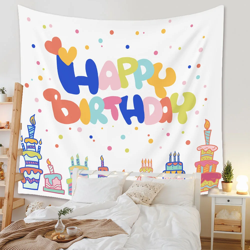 Happy Birthday Cake Tapestry Wall Hanging Hippie Party Bedroom Tapestries Background Cloth Ceiling Table Cloth For Living Room
Happy Birthday Cake Tapestry Wall Hanging Hippie Party Bedroom Tapestries Background Cloth Ceiling Table Cloth For Living Room