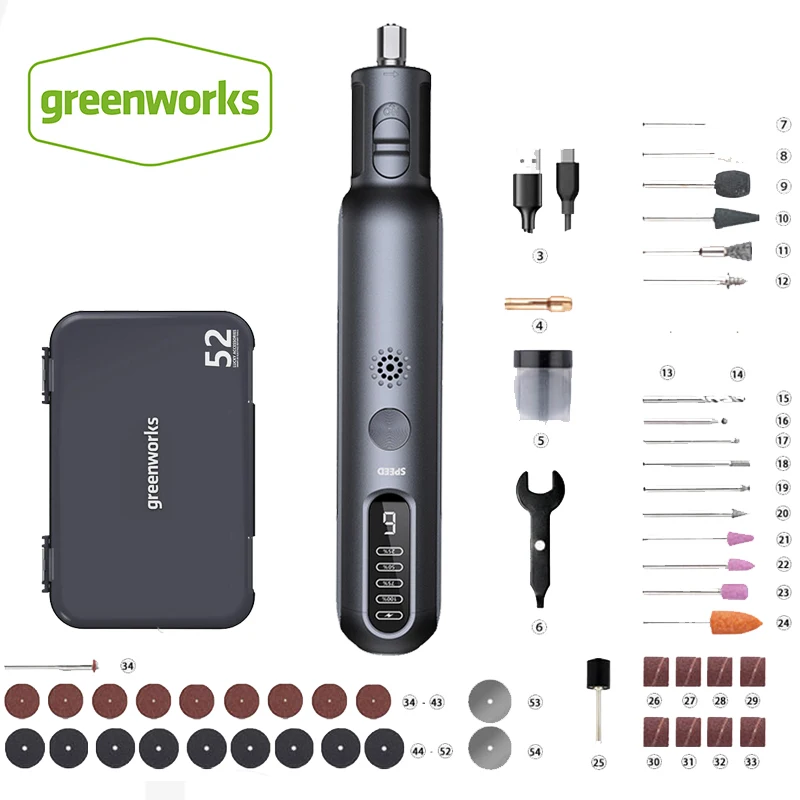 Greenworks 8V mini Grinder, xiaomi style 52pcs 80W Engraving Grinding Cordless Variable Speed Power Tools USB Charger
Greenworks 8V mini Grinder, xiaomi style 52pcs 80W Engraving Grinding Cordless Variable Speed Power Tools USB Charger