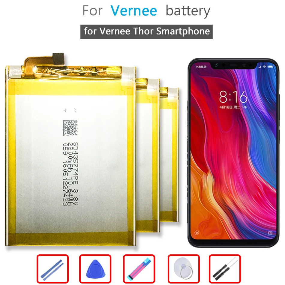 

Battery 2800mAh For Vernee Thor Smartphone Mobile Phone Li-ion Bateria