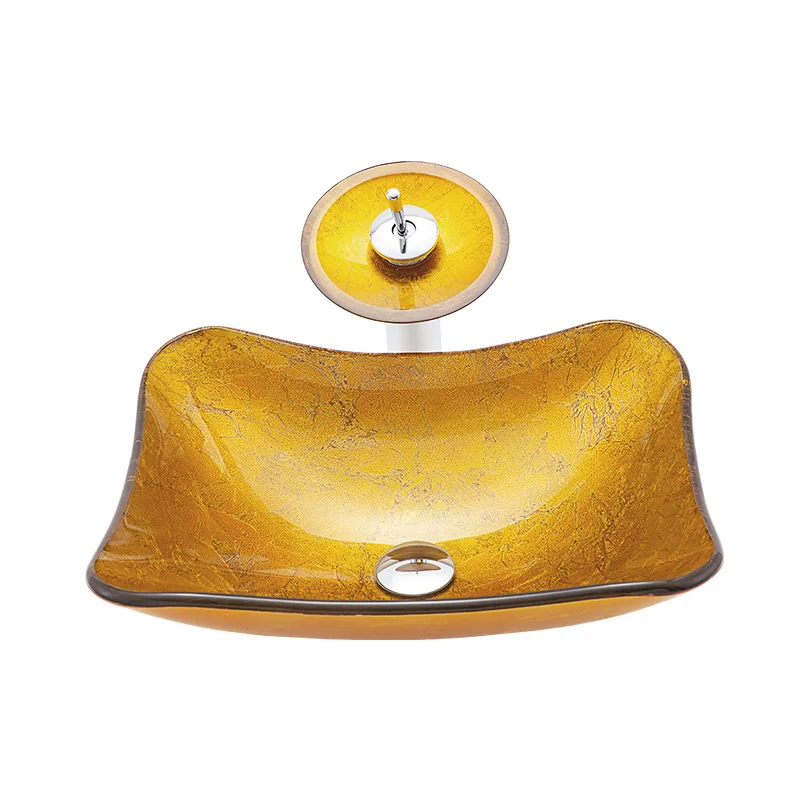 Luxury Bathroom Sink Tempered Glass Art Wash Basin Bathroom Toilet Countertop Wash Basin Rectangular Gold Toilet Mop Basin
Luxury Bathroom Sink Tempered Glass Art Wash Basin Bathroom Toilet Countertop Wash Basin Rectangular Gold Toilet Mop Basin