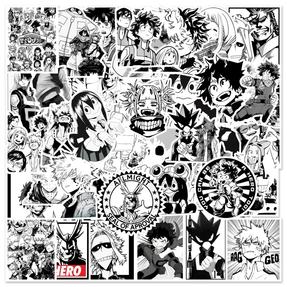 50PCS Japanese Anime Black and White Style My Hero Academia Graffiti Sticker Notebook Suitcase Water Cup Graffiti Decoration
50PCS Japanese Anime Black and White Style My Hero Academia Graffiti Sticker Notebook Suitcase Water Cup Graffiti Decoration