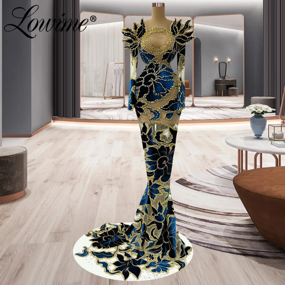 Lowime Robe Newest Illusion Velvet Mermaid Evening Dresses Women Long Sleeve Party Dress Dinner Gowns Crystals Prom Dresses 2023
Lowime Robe Newest Illusion Velvet Mermaid Evening Dresses Women Long Sleeve Party Dress Dinner Gowns Crystals Prom Dresses 2023
