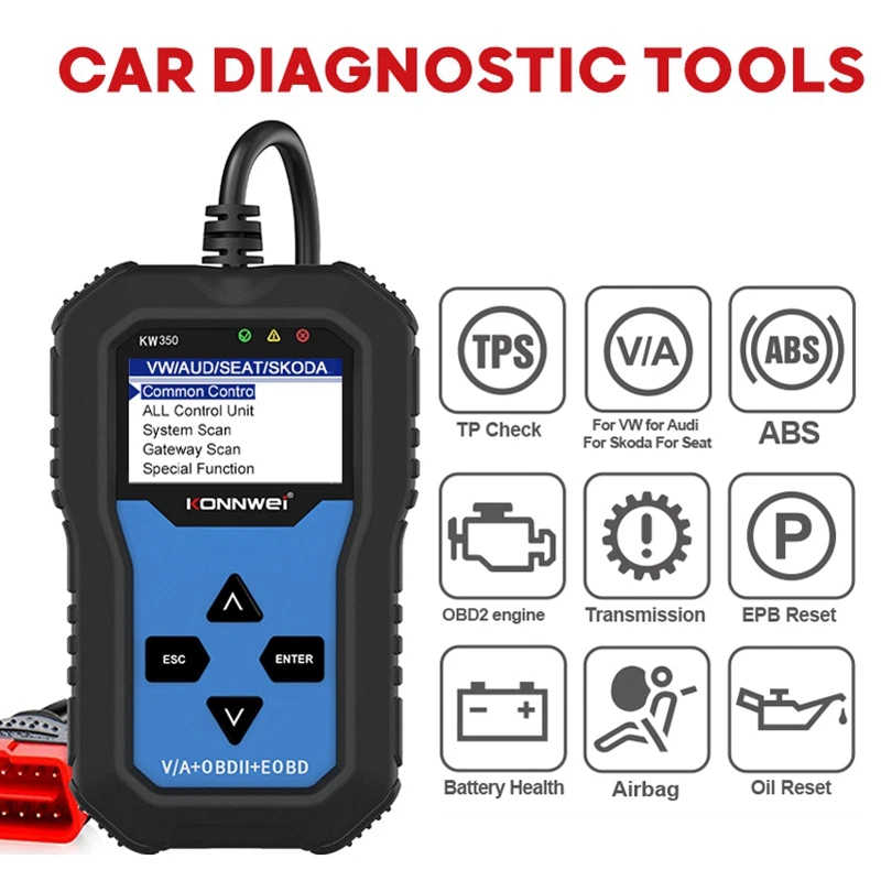 Konnwei KW350 OBD2 Scanner Auto Code Reader For /Skoda/Seat Diagnostic Check Engine Light Scan 12V
Konnwei KW350 OBD2 Scanner Auto Code Reader For /Skoda/Seat Diagnostic Check Engine Light Scan 12V