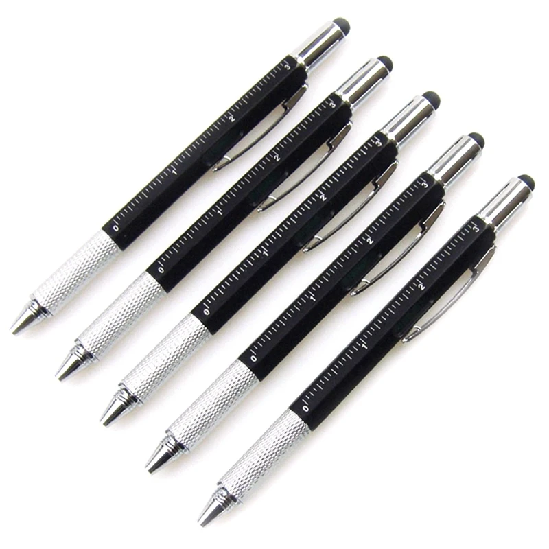 5 Pcs Multi-Tool 6 In 1 Ballpoint Pen With Ruler, Level Gauge, Ballpoint Pen, Stylus ,Touch Screen Stylus And Screw Driver, Mult
5 Pcs Multi-Tool 6 In 1 Ballpoint Pen With Ruler, Level Gauge, Ballpoint Pen, Stylus ,Touch Screen Stylus And Screw Driver, Mult