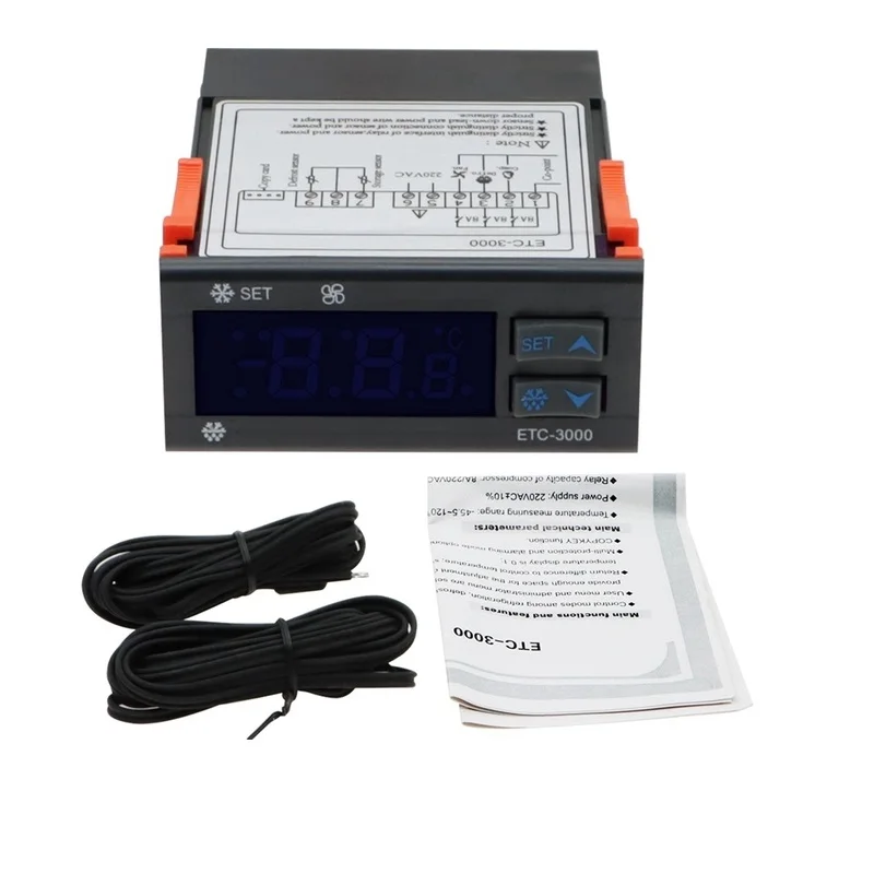 Цифровой мини-регулятор температуры, термостат холодильника, двойной датчик температуры 220 В 
Цифровой мини-регулятор температуры, термостат холодильника, двойной датчик температуры 220 В