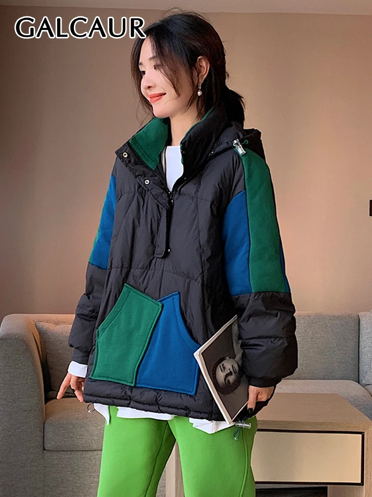 GALCAUR High Street Coats For Women Hooded Collar Long Sleeve Colorblock Patchwork Pockets Fashion Vintage Down Coat Female 2022
GALCAUR High Street Coats For Women Hooded Collar Long Sleeve Colorblock Patchwork Pockets Fashion Vintage Down Coat Female 2022