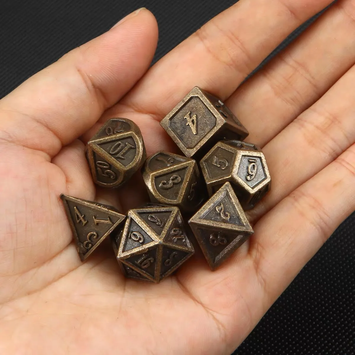 7PCS Metal Polyhedral Dice Bronze DND Game Dice for RPG Dungeons and Dragons DND RPG MTG D20 D12 D10 D8 D6 D4 Table Game
7PCS Metal Polyhedral Dice Bronze DND Game Dice for RPG Dungeons and Dragons DND RPG MTG D20 D12 D10 D8 D6 D4 Table Game