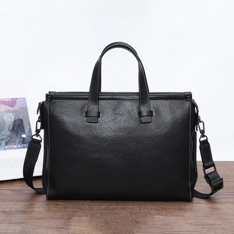 

Men Vegetable tanned Leather Briefcase Business Handbag Famous Tote Bags Male Shoulder Bag Men's Large Laptop Bag Travel Bags