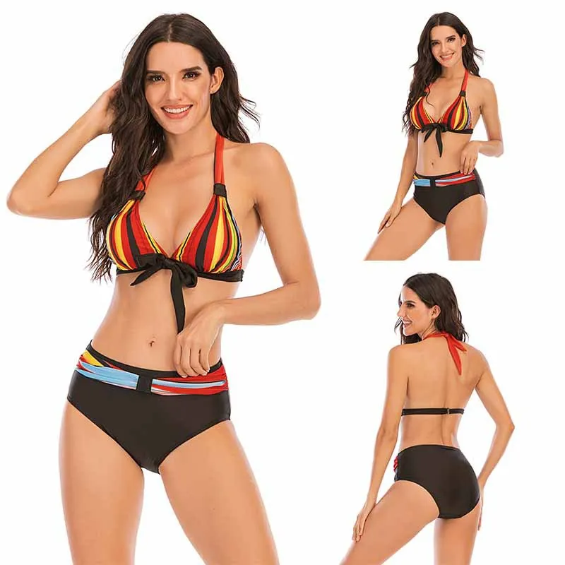 S-5XL Plus Size Neon Striped Bikini Set Push Up Women High Waist Halter Beach Swimwear Retro Bowknot Bathing Suit Swimming Suit
S-5XL Plus Size Neon Striped Bikini Set Push Up Women High Waist Halter Beach Swimwear Retro Bowknot Bathing Suit Swimming Suit
